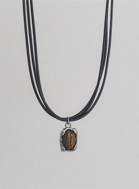 美拉德虎眼石多层项链男女小众轻奢ins嘻哈简约百搭欧美锁骨链男