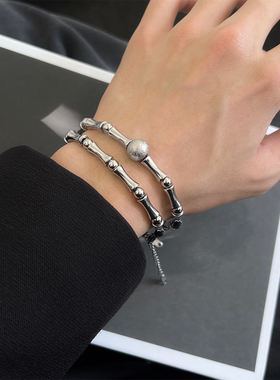 节节高升钛钢竹节手链男高级感小众设计手环手饰学生情侣手镯配饰