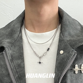 四星芒双层项链男款 高级感轻奢小众设计感嘻哈风情侣男生女锁骨链