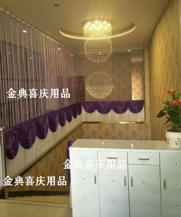 签到台纱幔桌套舞台背景纱幔美容院养生会所楼梯扶手纱幔装饰布品