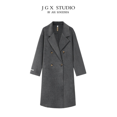 毛呢大衣女冬季2025新款韩版气质百搭四粒扣双面呢大衣外套A2553