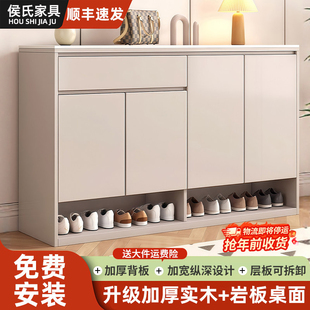 实木鞋柜家用门口靠墙一体柜入户玄关柜现代简约客厅定制储物柜子