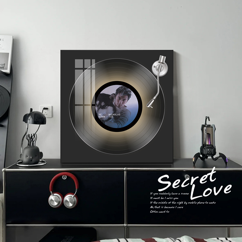 复古黑胶唱片装饰画创意蓝牙音响谢霆锋怀旧音乐专辑卧室客厅挂画