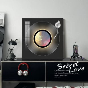 音乐餐厅氛围感装饰画立体蓝牙音响咖啡厅摆画林俊杰黑胶唱片挂画