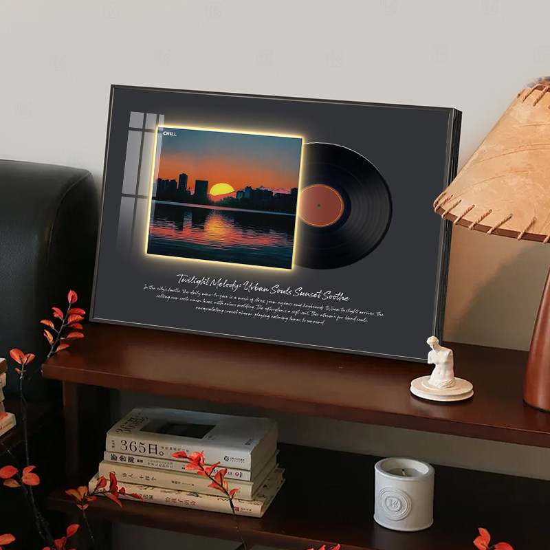 高级感创意蓝牙音响礼品轻奢音乐唱片发光装饰画CD专辑小众摆件画