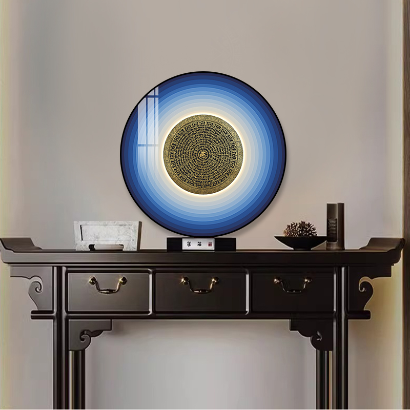 禅意茶室办公室装饰画新中式客厅玄关唐卡挂画六字真言蓝牙音箱