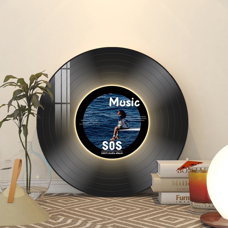 黑胶音乐唱片蓝牙音响发光装饰画创意潮流客厅卧室氛围感摆件画