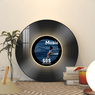 黑胶音乐唱片蓝牙音响发光装饰画创意潮流客厅卧室氛围感摆件画