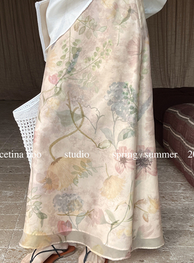 GRACETINA HOO-朦胧罩纱双层设计A摆通勤百搭时髦感半身裙BQA6107