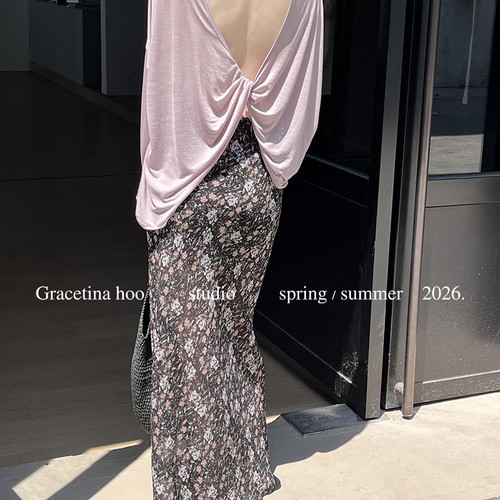 GRACETINA HOO-式天丝重工立裁扭结露背宽松慵懒防晒小衫TB793-1