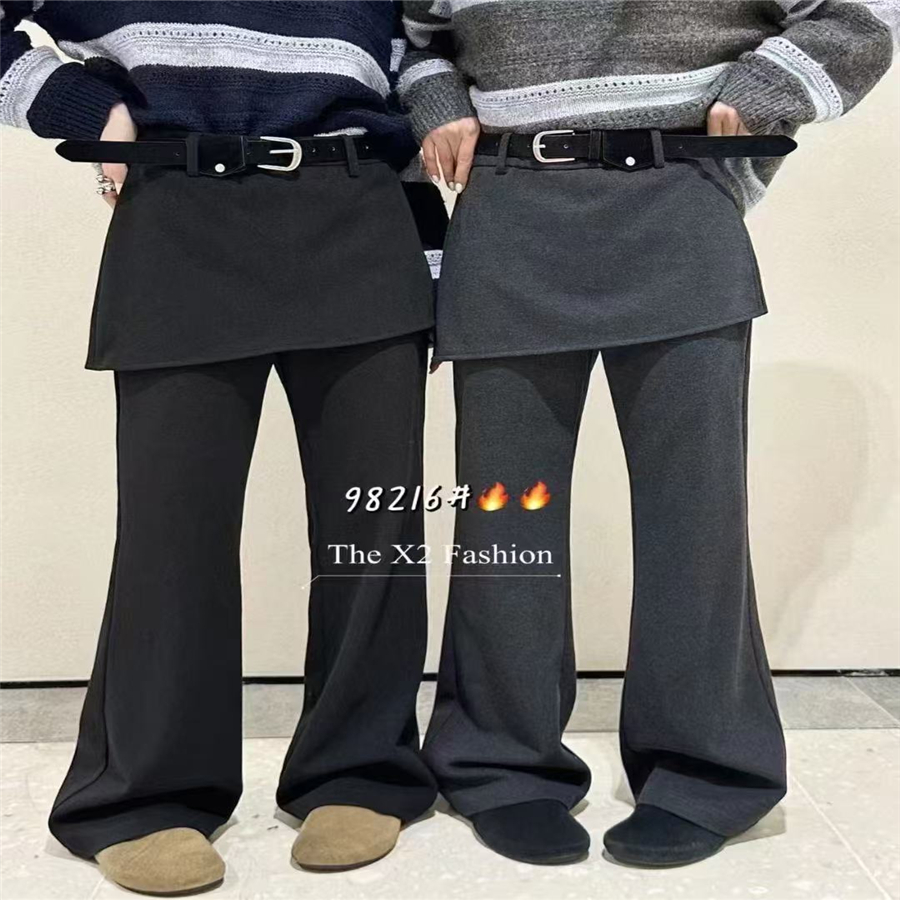 屁帘设计高腰休闲裤女羊绒呢显瘦