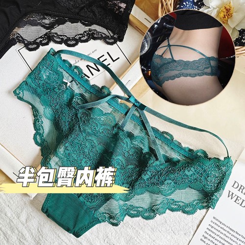 欧美薄款性感蕾丝镂空半包臀内裤