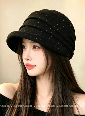 韩系波点山丘褶皱渔夫帽女早秋