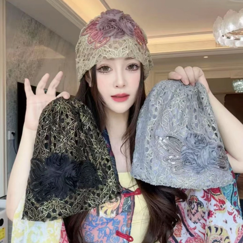 女士春秋堆堆帽透气薄款包头帽