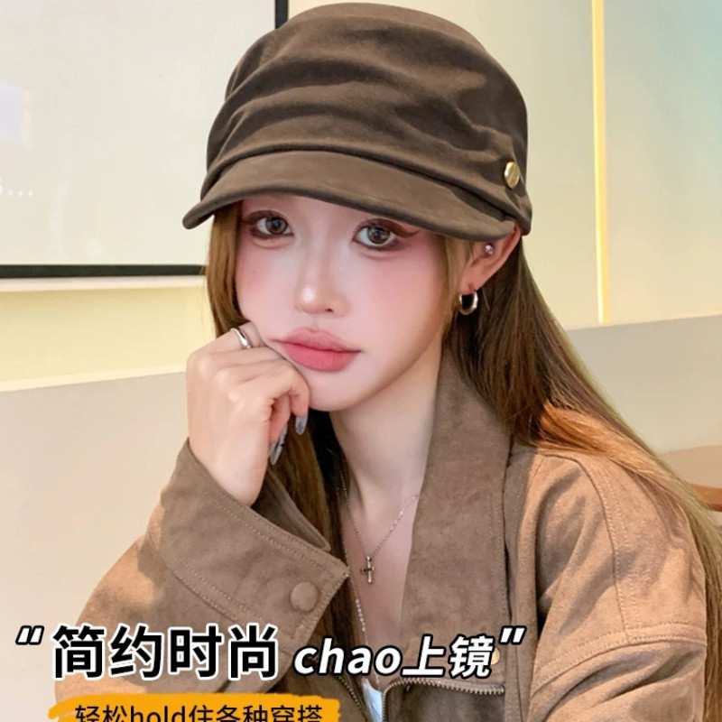 鸭舌帽显脸小百搭宽檐春秋冬复古
