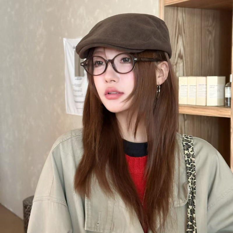 灯芯绒前进帽女秋冬季时尚日系