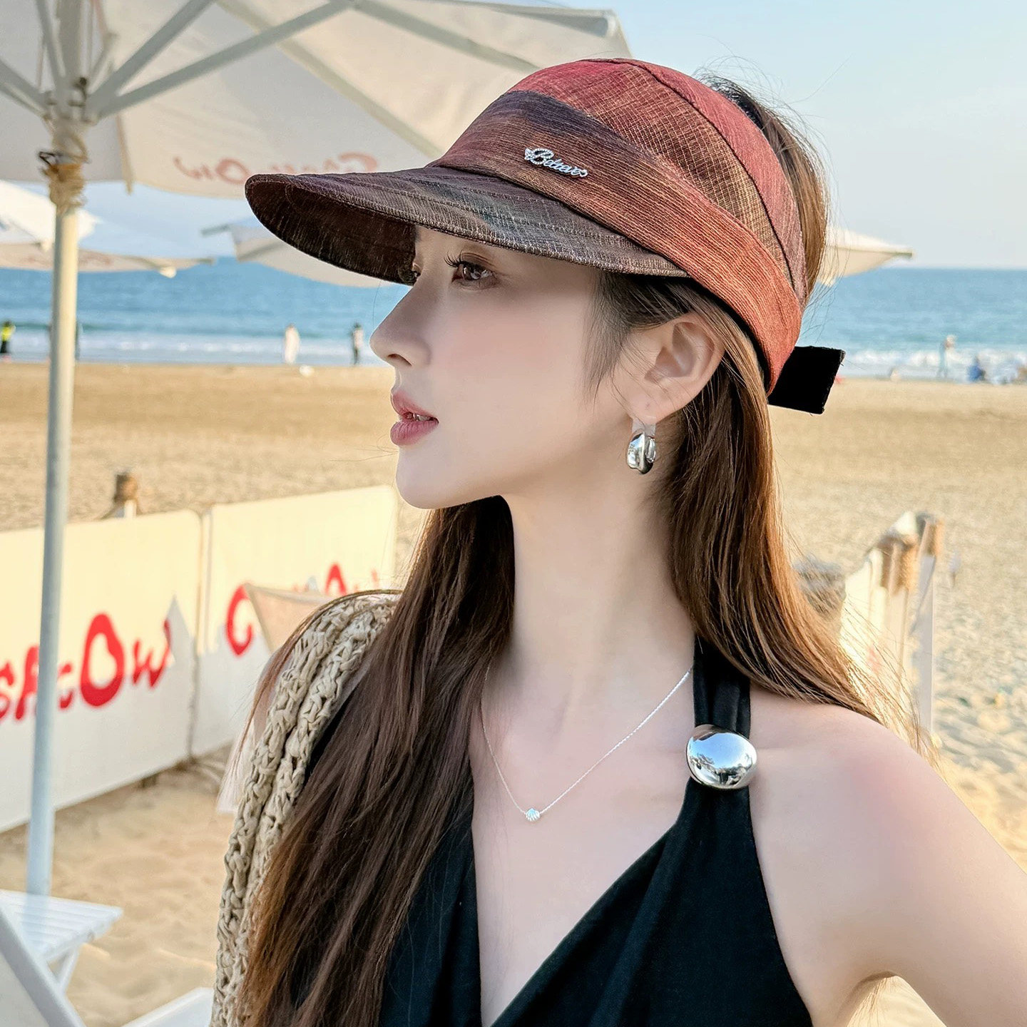 时尚炫彩鸭舌帽女夏大檐遮脸防晒