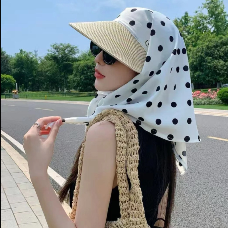时尚头巾防晒帽子女大帽檐度假可折叠一体遮脸全方位民族风遮阳帽