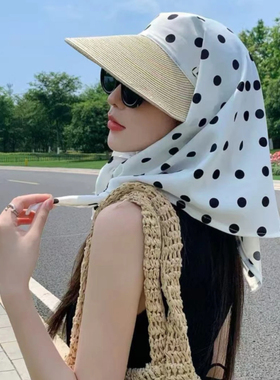 时尚头巾防晒帽大帽檐度假可折叠