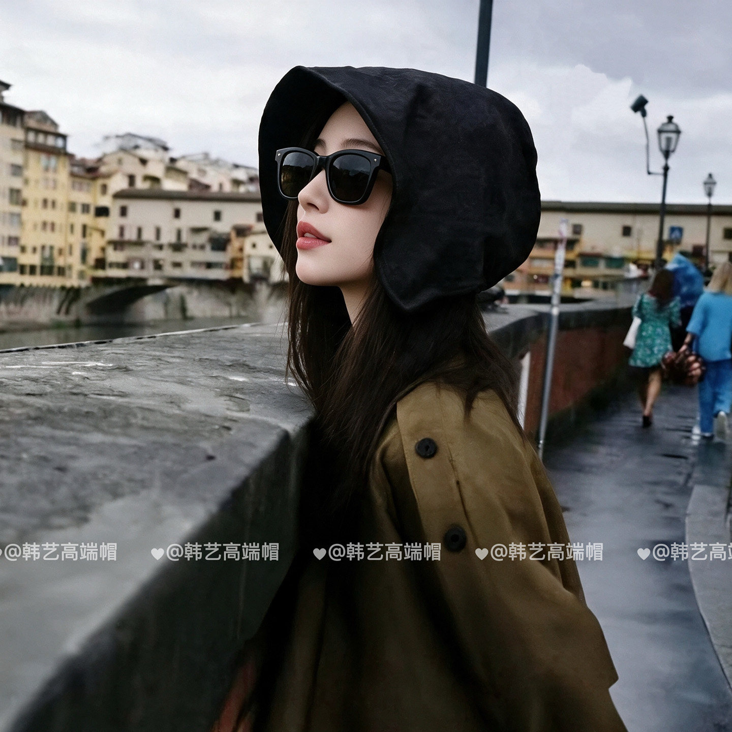 明星同款高品质香云纱渔夫帽女