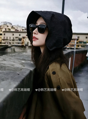 明星同款高品质香云纱渔夫帽女