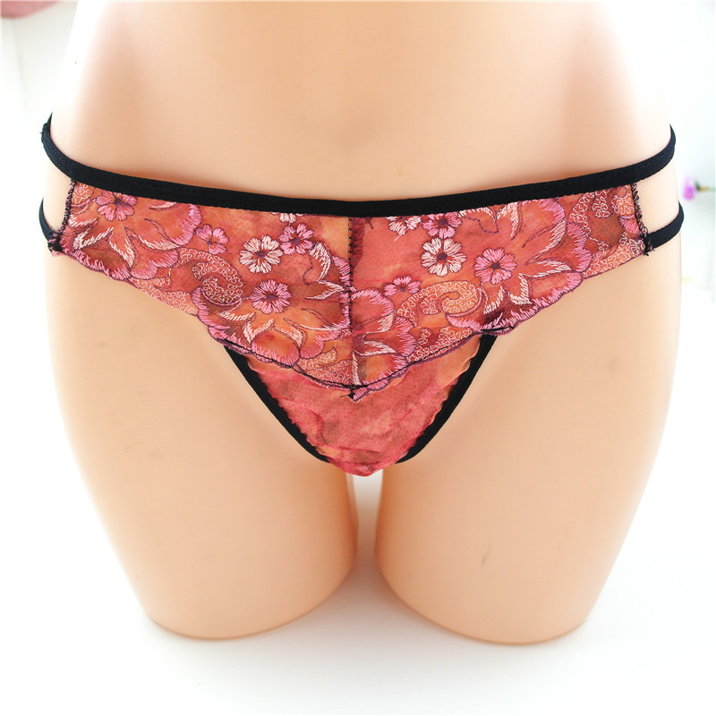 情趣内裤女刺绣XXXXL透明蕾丝性感透明丁裤内裤包邮