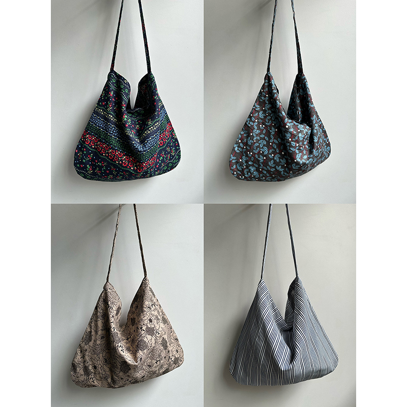 原创韩版春夏emis包包复古轻便大容量时尚布袋印花单肩包斜跨通勤