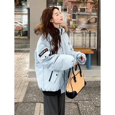 大毛领羽绒棉服女2025新款
