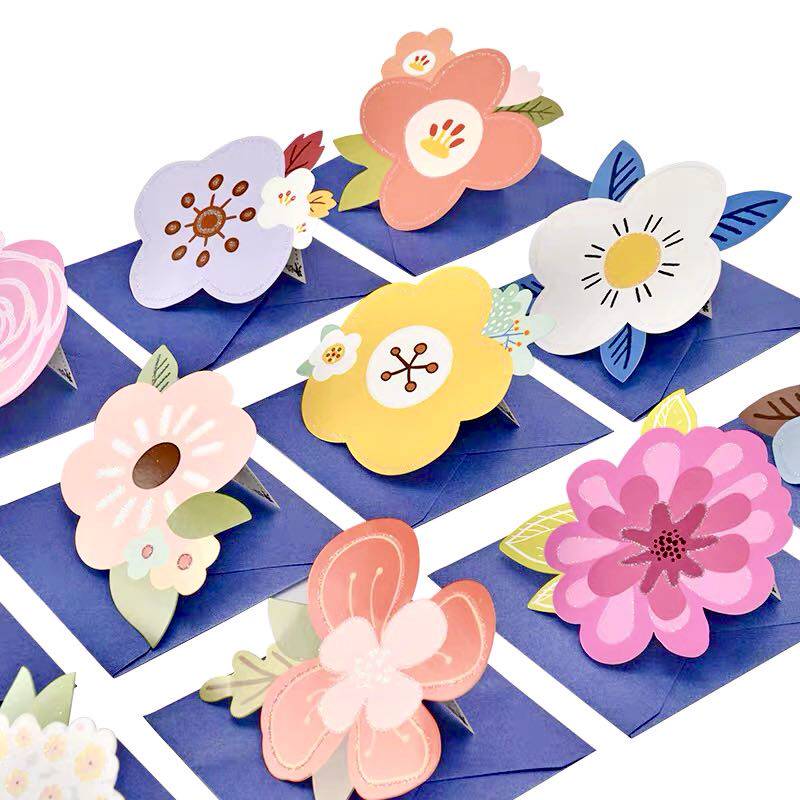 韩国创意花朵造型儿童节可爱小卡片手写感恩感谢心愿祝福生日贺卡