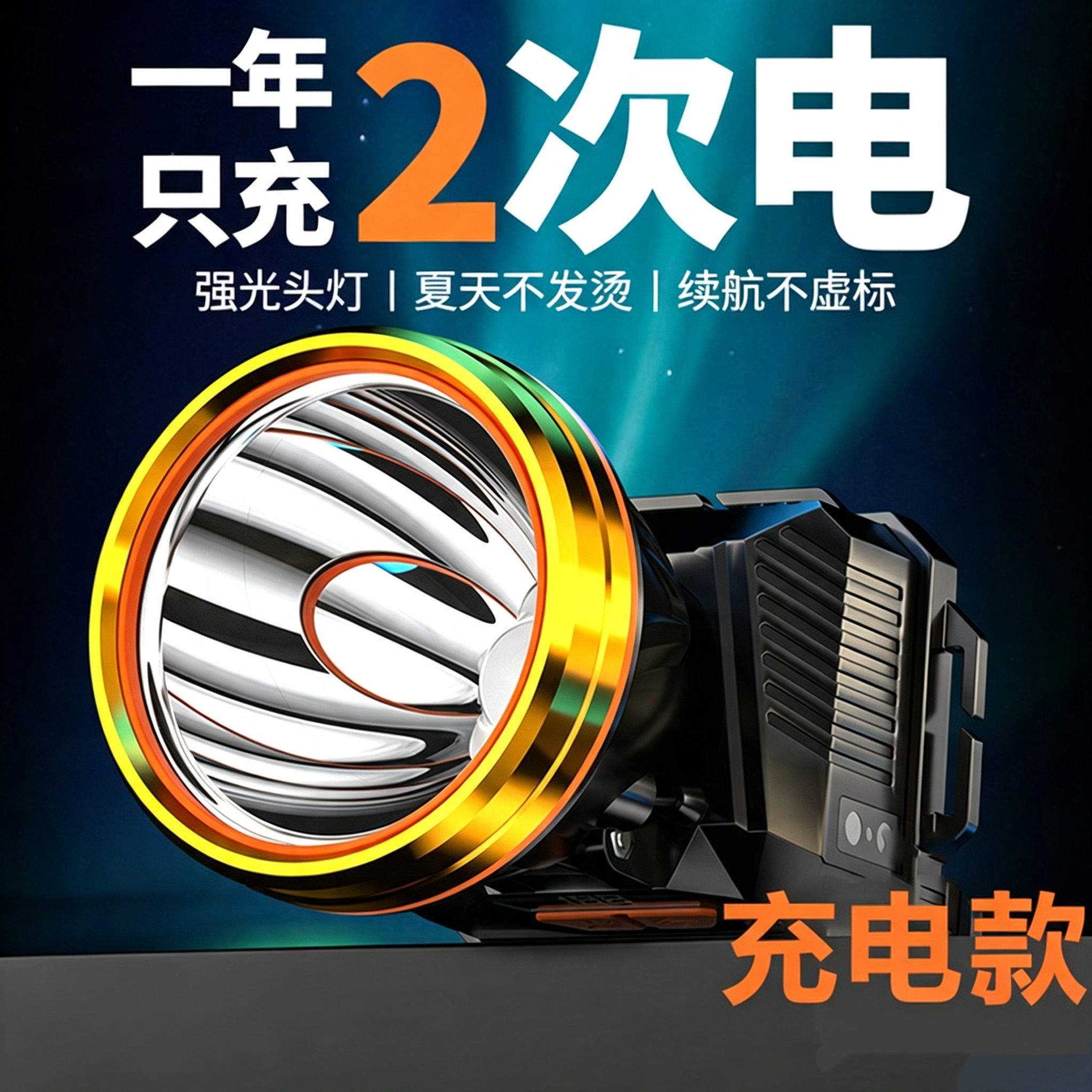 日本夜钓头灯强光头戴式照明灯