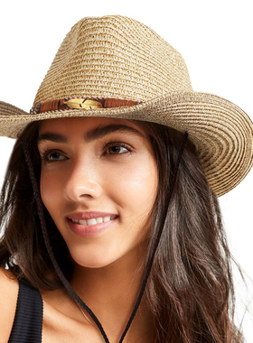 西部牛仔可调节草帽礼帽女户外海边沙滩帽防晒遮阳帽 Cowboy Hat