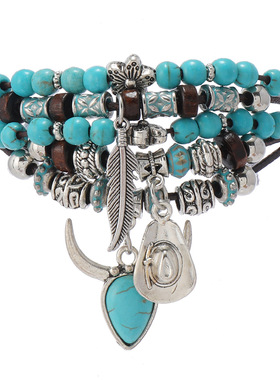 西部牛仔风手链牛头牛仔帽造型