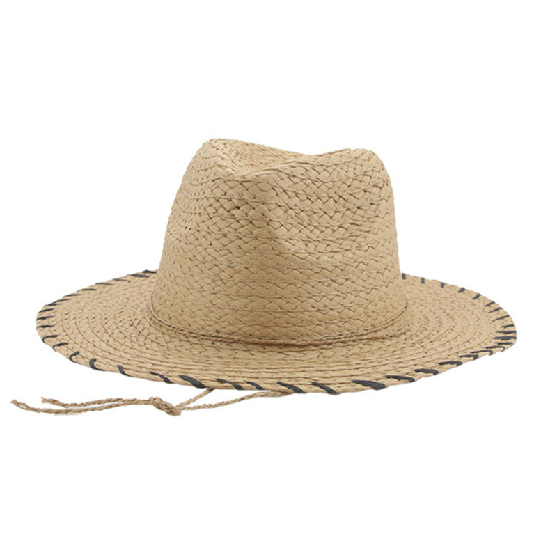 ins风草帽女夏季沙滩帽遮脸遮阳帽蝴蝶结太阳帽带防风绳Straw Hat-封面