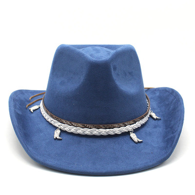 牛仔靴绑带仿麂皮绒西部牛仔帽