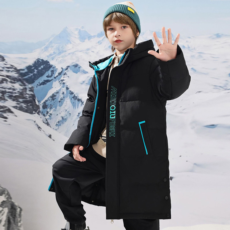 儿童羽绒服中长款冬装男童加厚2025新款洋气女童中大童白鸭绒外套