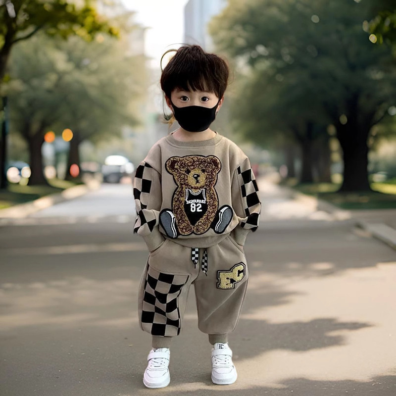 儿童春秋小少爷套装帅气春装洋气男宝宝运动卫衣男童潮酷衣服童装
