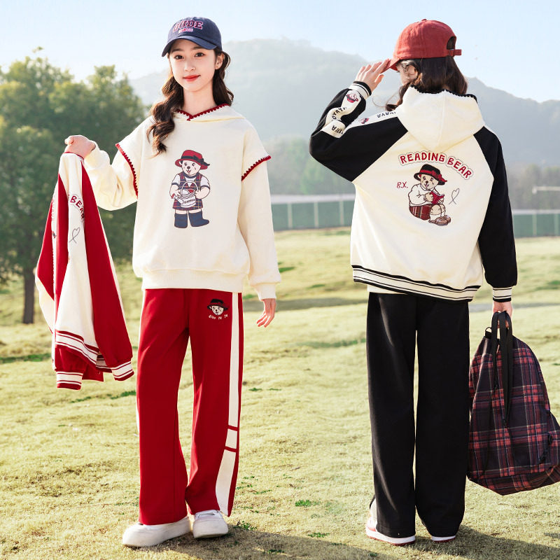 女童春款套装2026新款儿童洋气时髦女孩春秋款运动休闲春季三件套