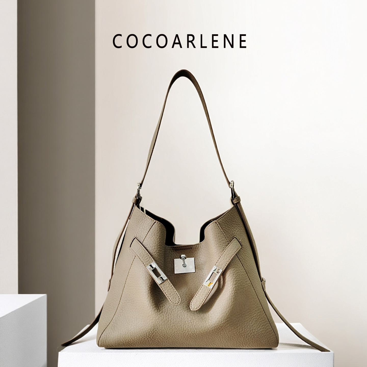 cocoarlene包包正品软皮凯莉包时尚百搭洋气小众公文包单肩斜挎包