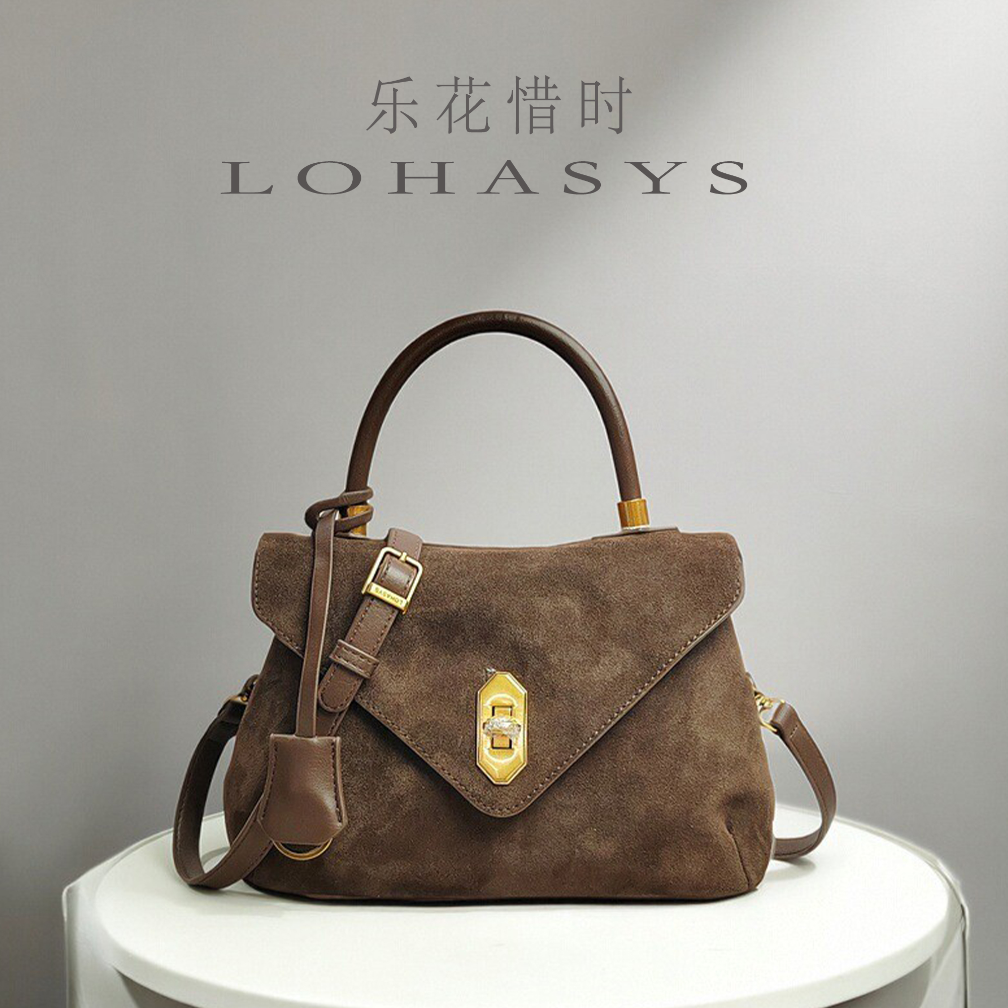 乐花惜时品牌真皮女包新款磨砂皮大容量软皮时尚百搭手提斜挎包潮