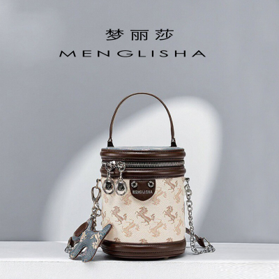梦丽莎新款时尚洋气印花链条包