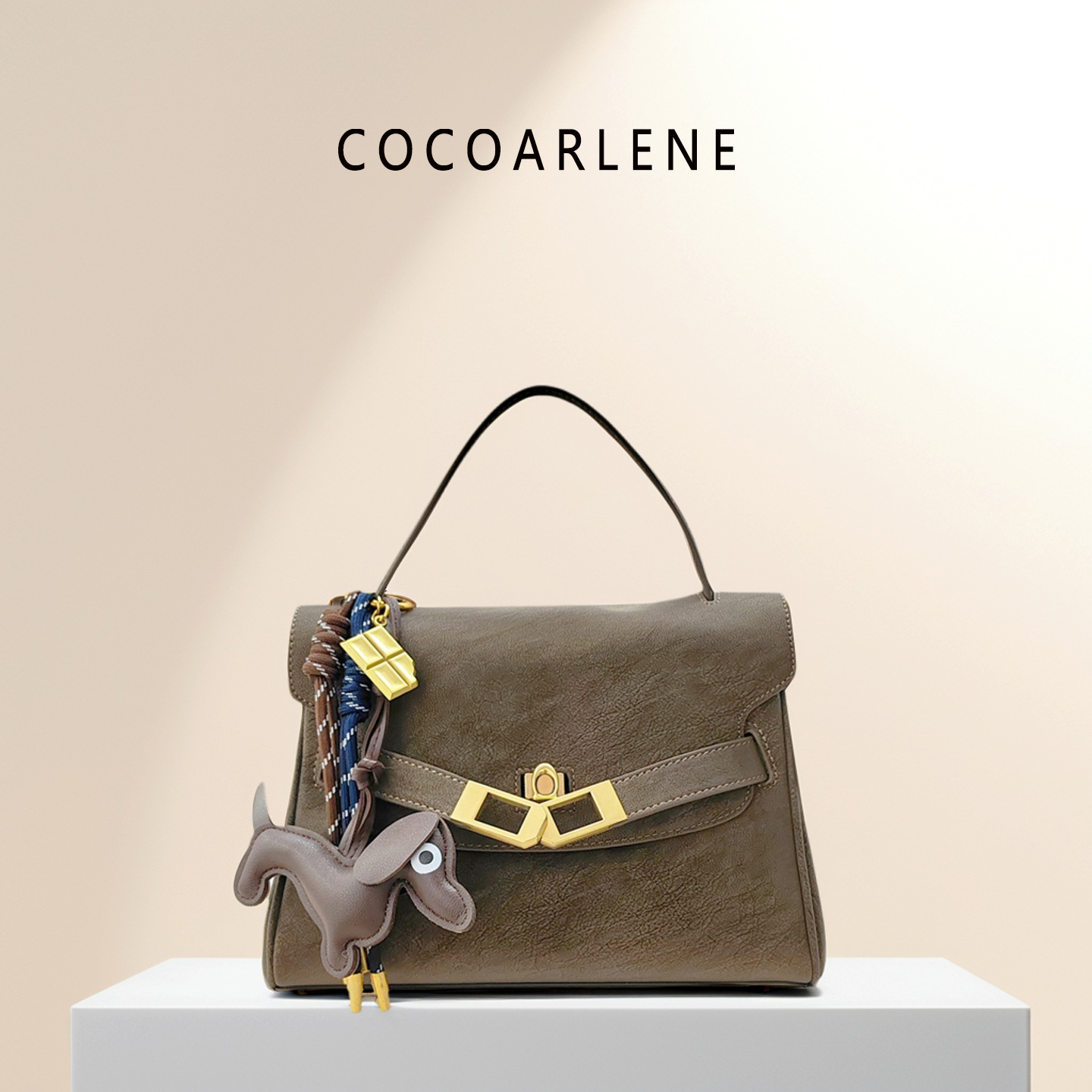 cocoarlene包包新款擦色软皮凯莉包时尚百搭洋气小众手提斜挎包潮