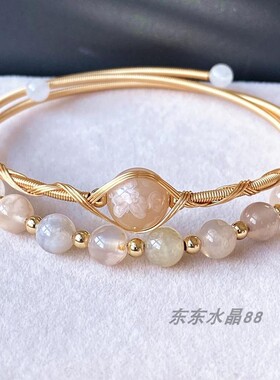 14k包金绕线天然水晶樱花玛瑙