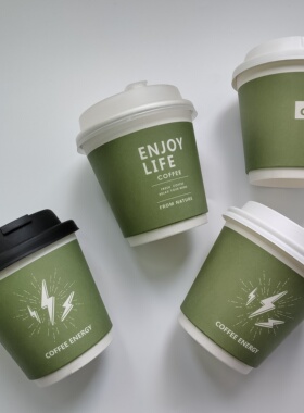 10oz加厚双层咖啡环保纸杯一次性奶茶店专用热饮中空防烫外卖杯子