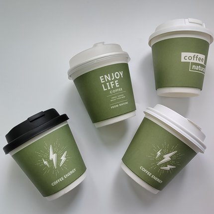 10oz加厚双层咖啡环保纸杯一次性奶茶店专用热饮中空防烫外卖杯子