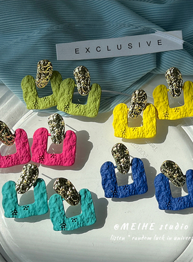 法式艺术感浮雕耳环耳饰品