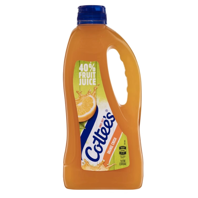 澳洲代购直邮 cottees 橙汁柠檬汁混合水果浓缩果汁 40% 1瓶 1L