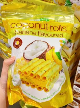 澳洲直邮 tropical fields 椰子卷香酥芝麻松脆椰奶蛋卷零食 285g