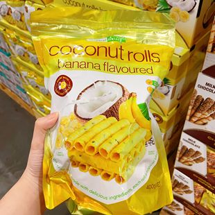 澳洲直邮 tropical fields 椰子卷香酥芝麻松脆椰奶蛋卷零食 285g