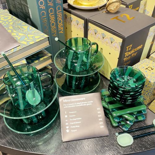 澳洲代购直邮t2 Mimi Teapot Green复古茶壶茶杯套装 绿色 琥珀色