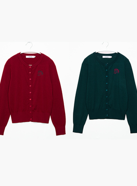 tracy chu红色/绿色新年小马图腾百搭开衫长袖针织时尚气质冬季款